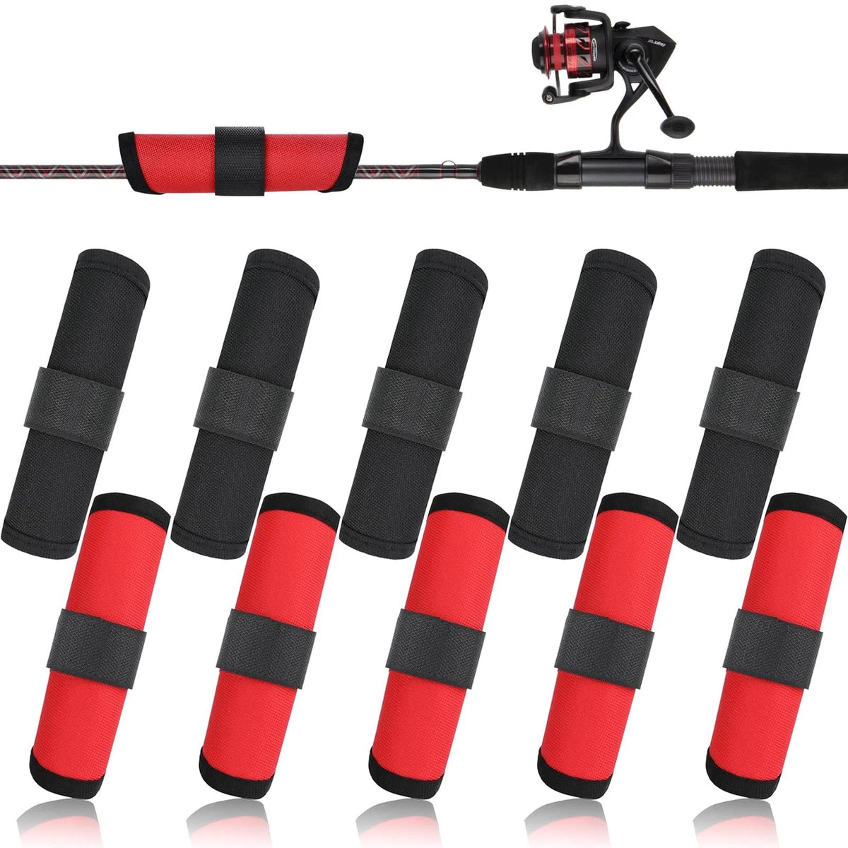 10X Fishing Lure Wraps - Hook & 6 Inches, Red & Black