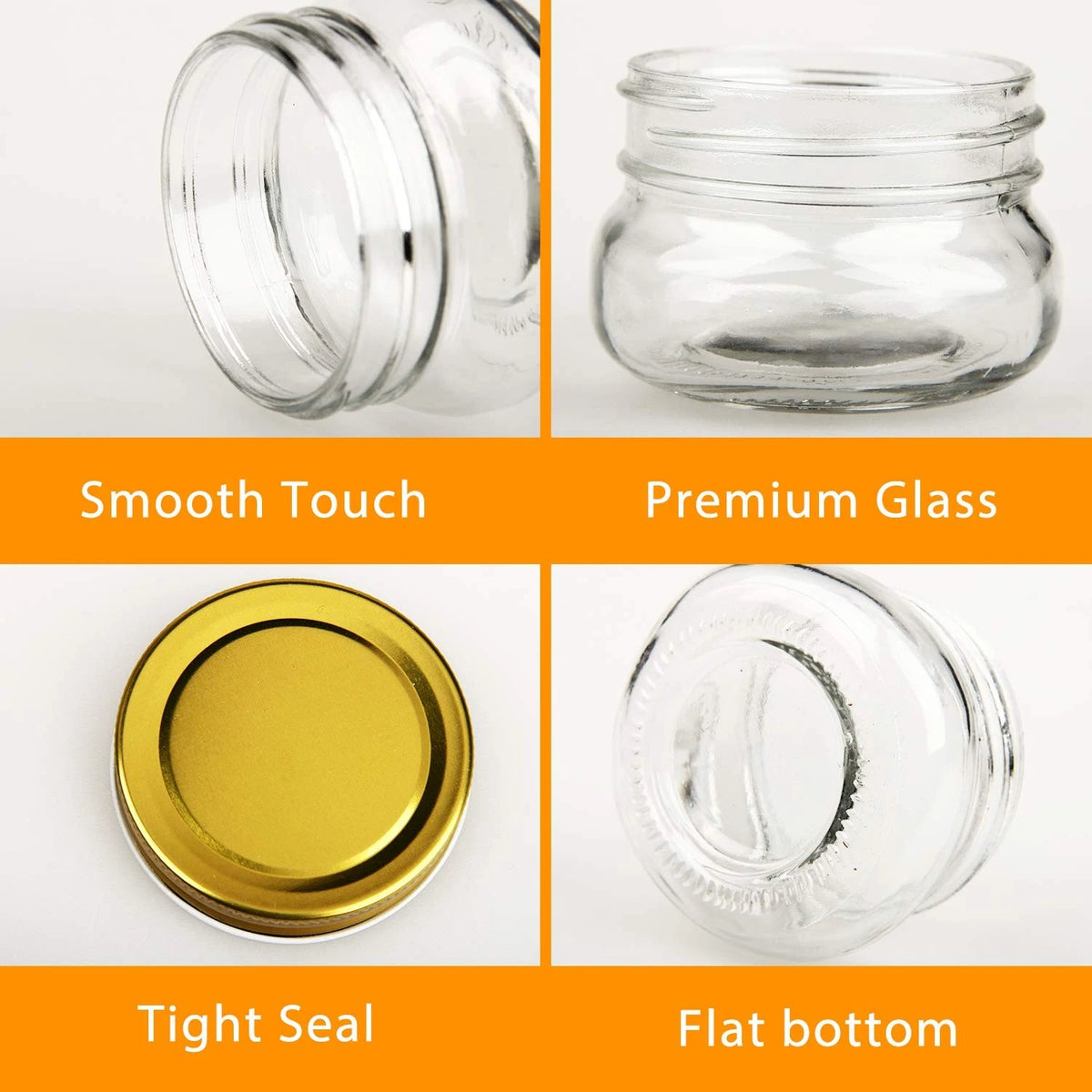 Set of 40 Clear 5 oz Wide Mouth Mason Jars with Lids