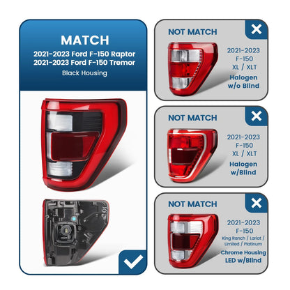 LED Tail Light for Ford F-150 (2021–2023) NL3Z13404E Right Passenger Side