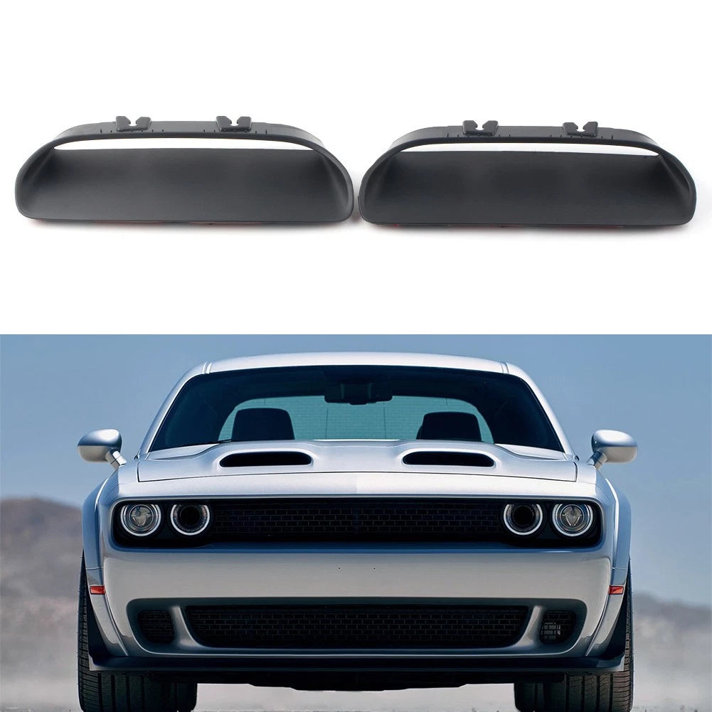 2X Black ABS Hood Bezels for Dodge Challenger Redeye (2019–2020) 68378081AB, 68378080AB