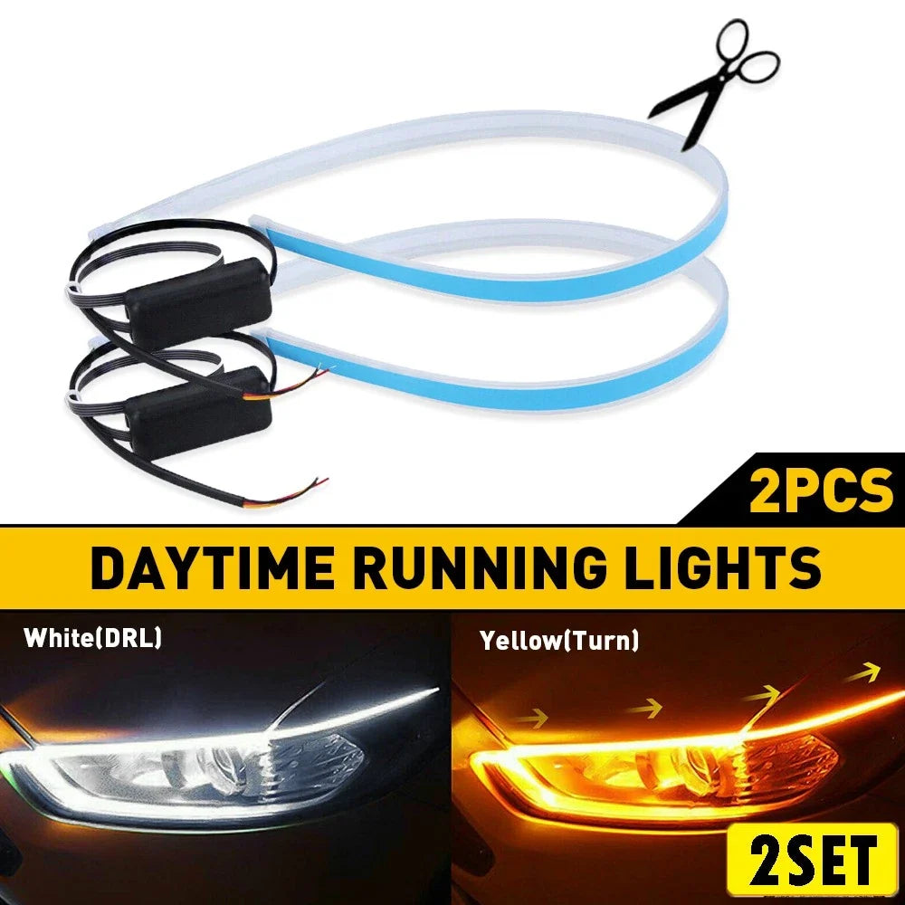 4X LED Car Switchback Tube DRL Light Strip for Universal