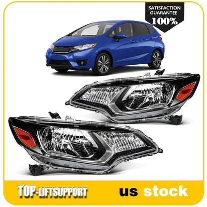 2X Halogen Headlights for Honda Fit (2015–2017) Black Amber