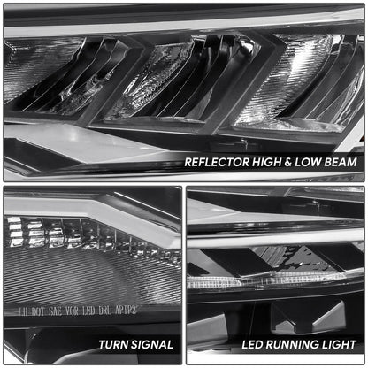 Left Side Headlight for Volkswagen Jetta (2019–2023) - Black Housing, Amber Corner
