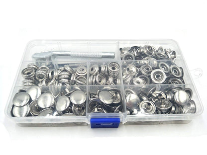 Set of 70 Heavy Duty 15mm Metal Snap Fasteners Kit