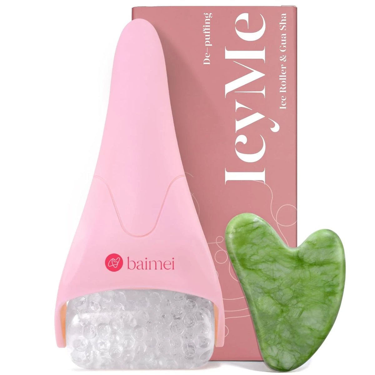 Set of 2 IcyMe Ice Rollers for Face and Gua Sha Tool (Pink)