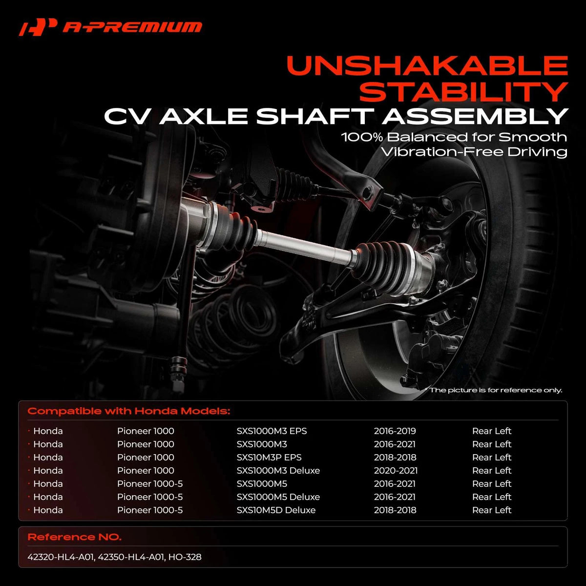 A-Premium Rear Left CV Axle Assembly for Honda Pioneer 1000 (2016–2021) HO-328