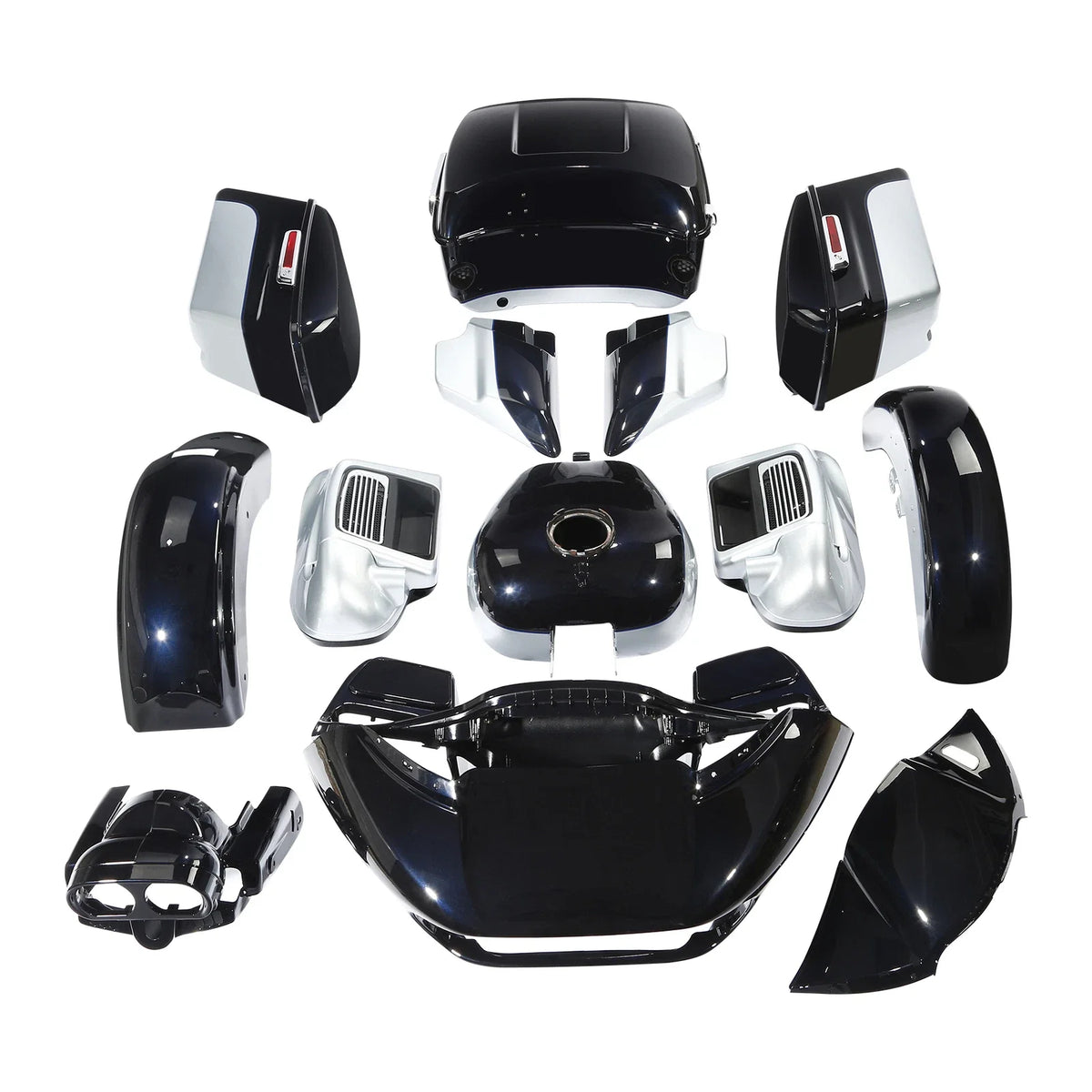 Fairings Body Kit for Harley Road Glide (2015–2023) Midnight Blue Barracuda Silver