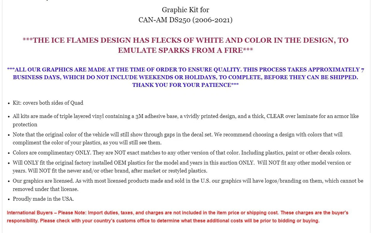 Decal Graphic Kit for Can-Am DS250 (2006–2021)