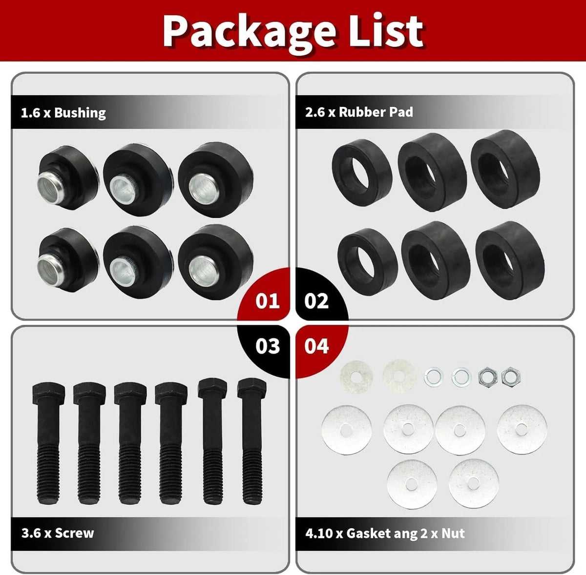 Rubber Body Mount Kit for 1960–1964 Impala Sedan