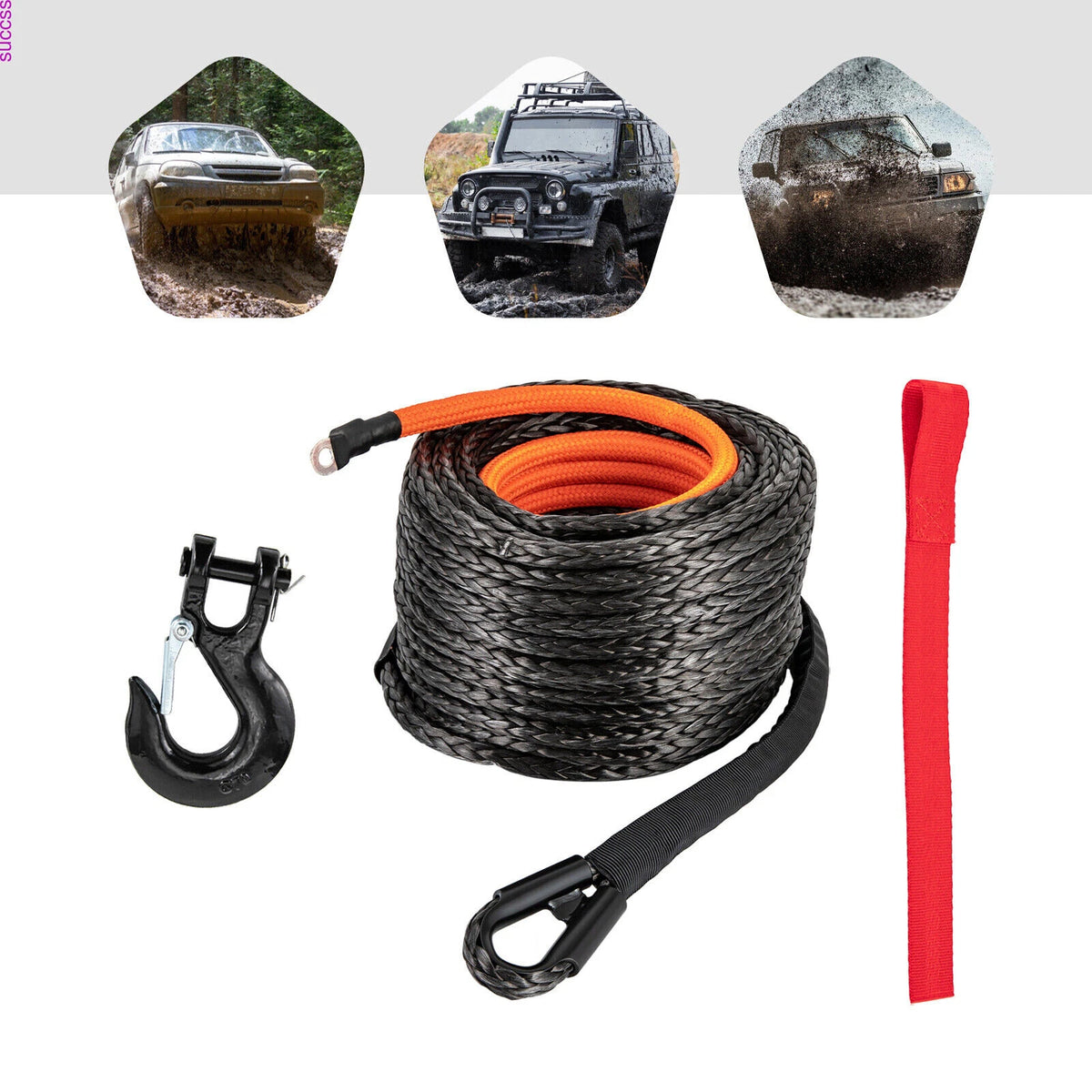 Synthetic Winch Rope Line 3/8" x 92ft for Truck SUV (25500LBS)