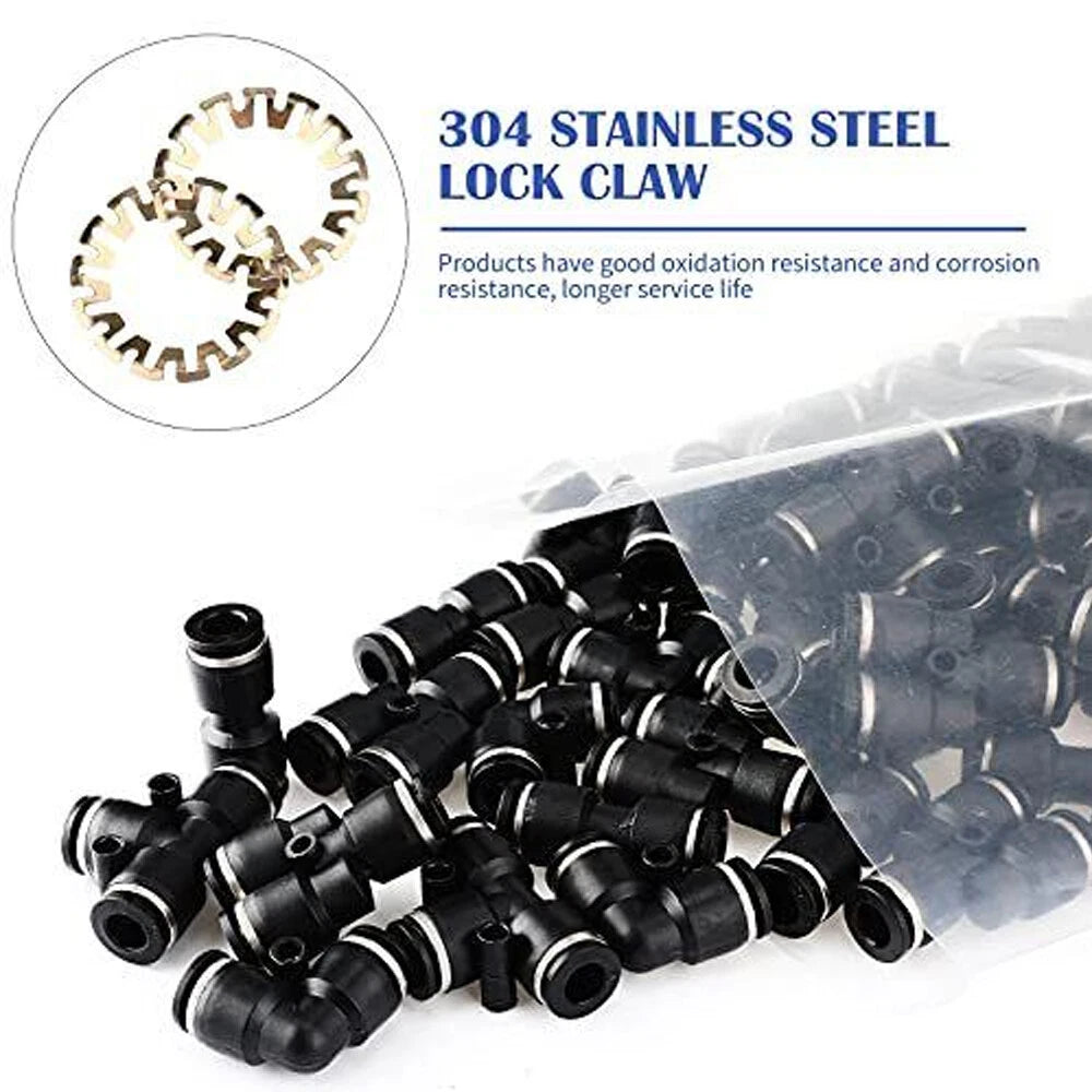 60-Piece Push to Connect Fittings for Air Line Pneumatic 1/4 Inch OD