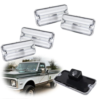 Set of 4 Clear Lens Bumper Side Marker Lights for Chevy GMC Truck