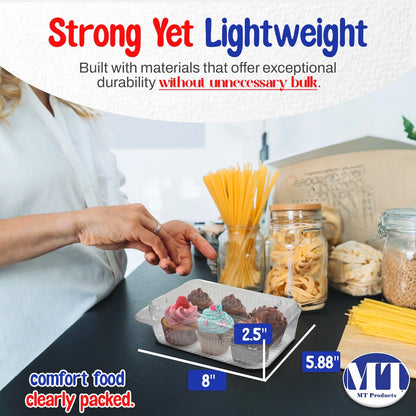 Pack of 500 Plastic Food Containers with Hinged Lid 8" x 5.8" x 2"