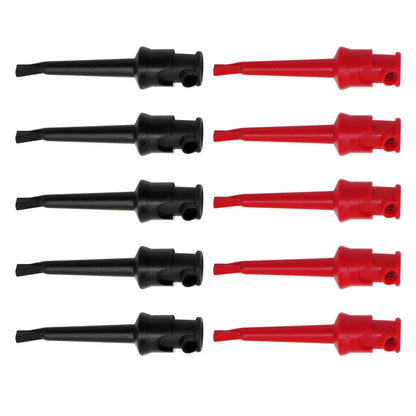 10Pc Mini Grabber Test Hook Clips for Electrical Testing (Black & Red)