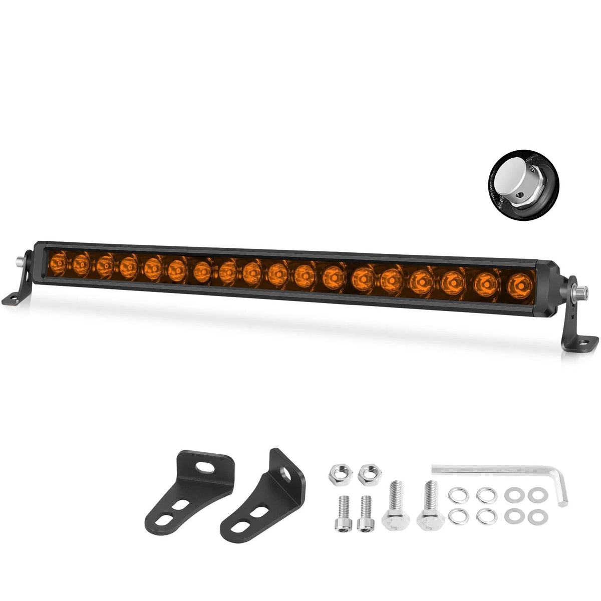 20" Amber LED Light Bar 180W Spot Beam for OffRoad Vehicles & Trucks