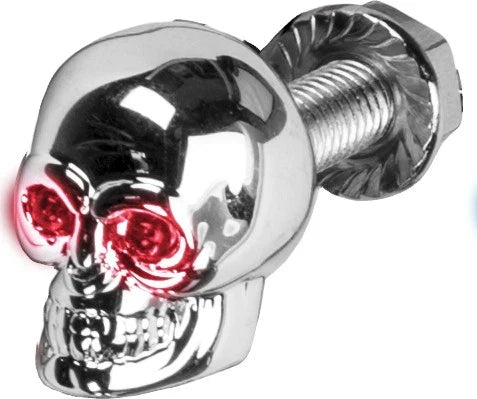 Lighted Skull License Plate Screw Red for V-Twin Motorcycles