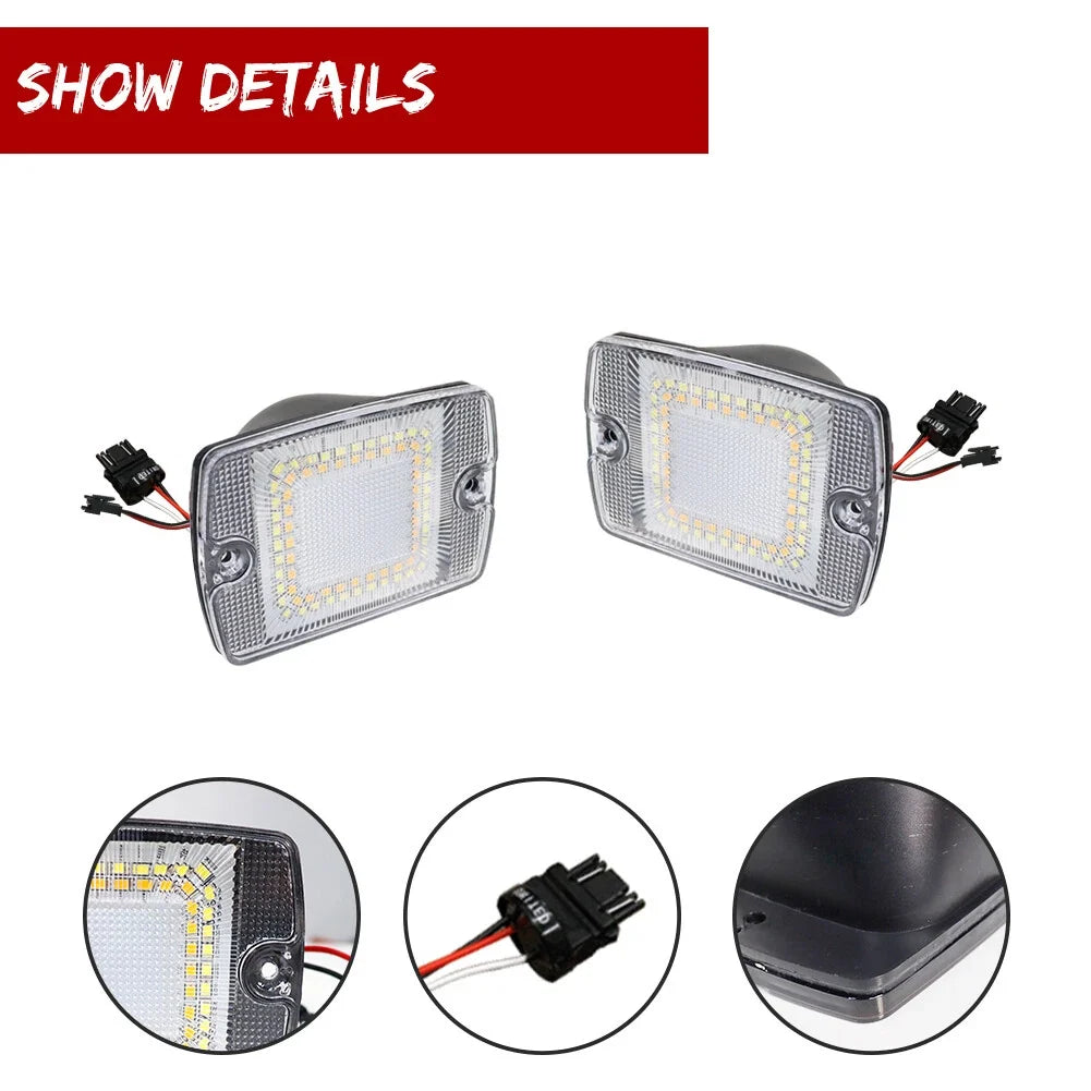 2X Clear Switchback LED DRL Turn Signal Lights for Jeep Wrangler YJ (1987–1995)