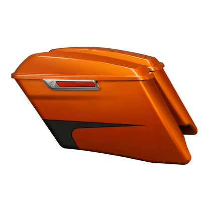 4" Hard Saddlebags for Harley Touring Glide (2014–2024) Scorched Orange/Black Denim