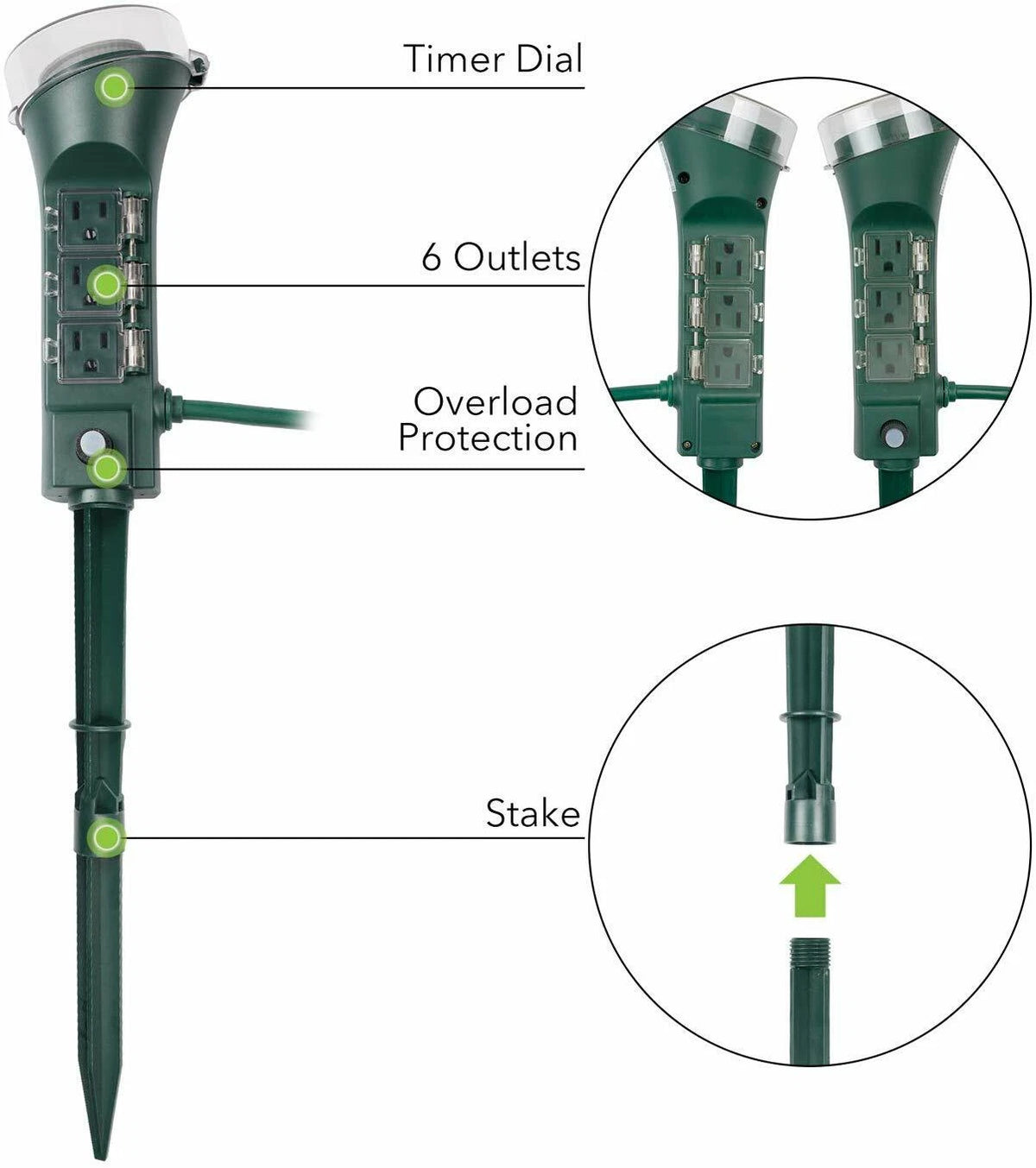 6 Outlet Outdoor Yard Stake Timer for BN-LINK