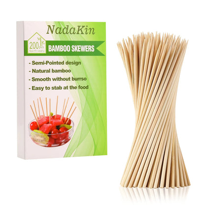 200 PCS Bamboo Skewers for Food Preparation (8 Inch)
