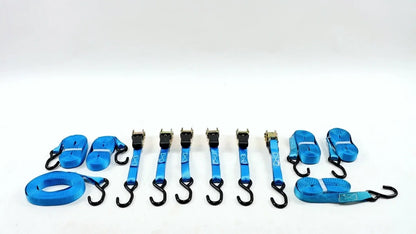 Set of 6 Heavy Duty 1 Inch Ratchet Straps 20ft with Hooks