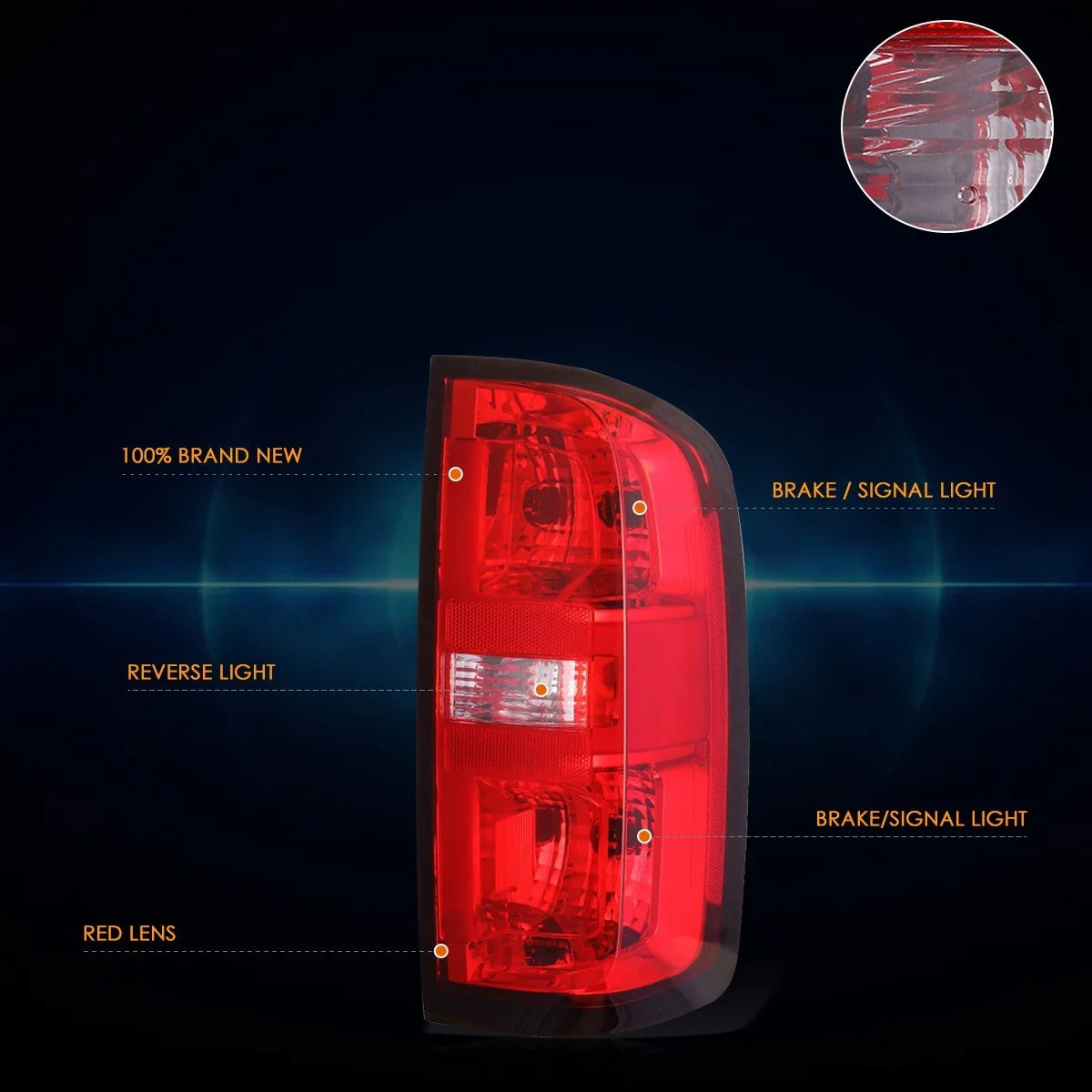 Right Tail Brake Light for Chevy Colorado (2015–2022) Red/Clear Lens
