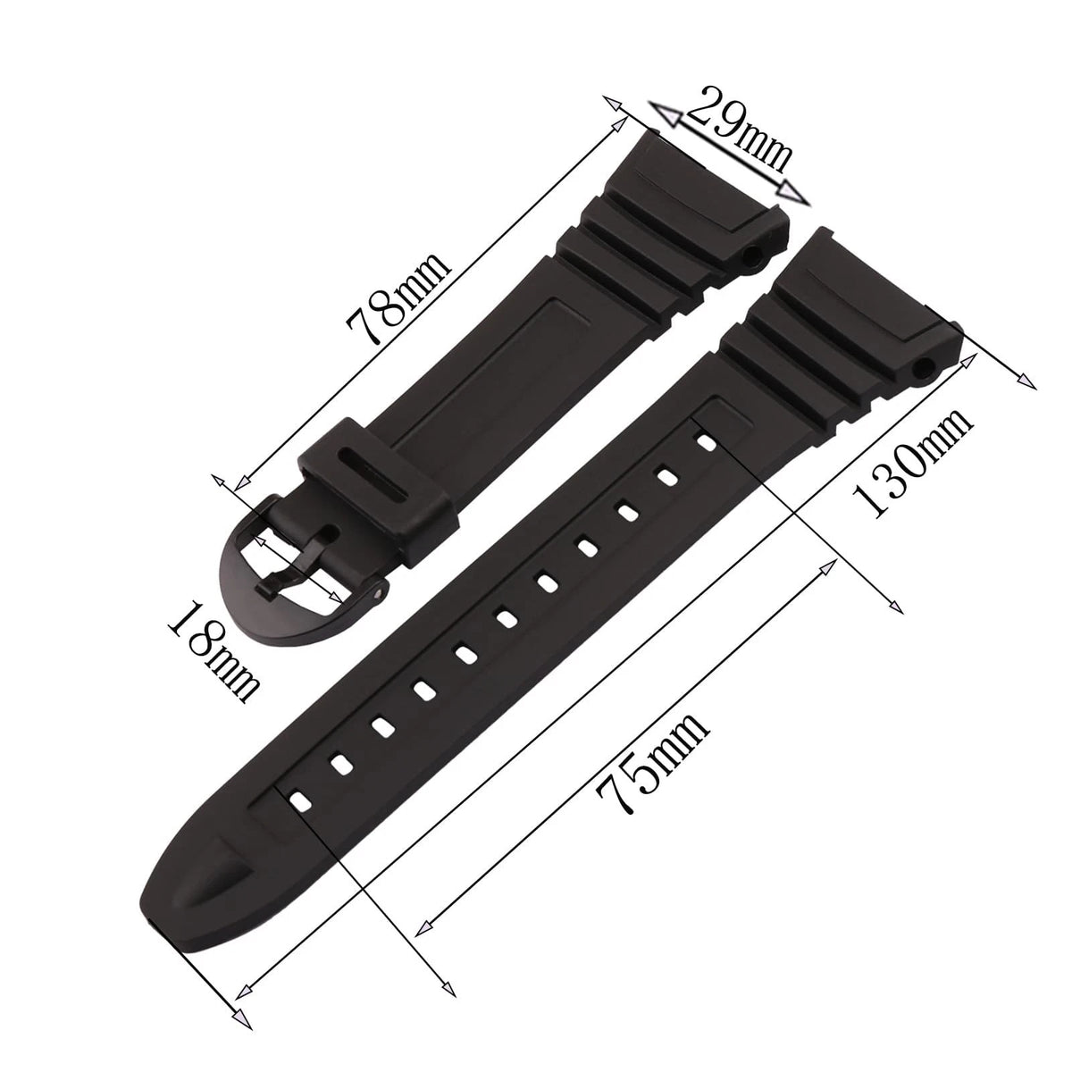 18mm Resin Watch Band Replacement for 3239 W-96H W96H