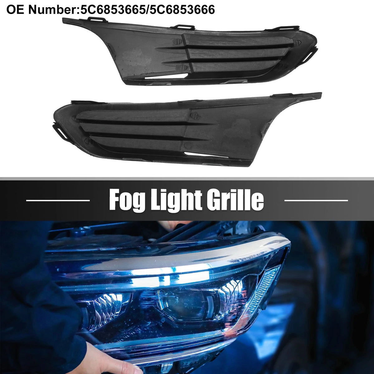 1 Pair Front Fog Light Grille Cover Trim for Volkswagen Jetta (2011–2018)