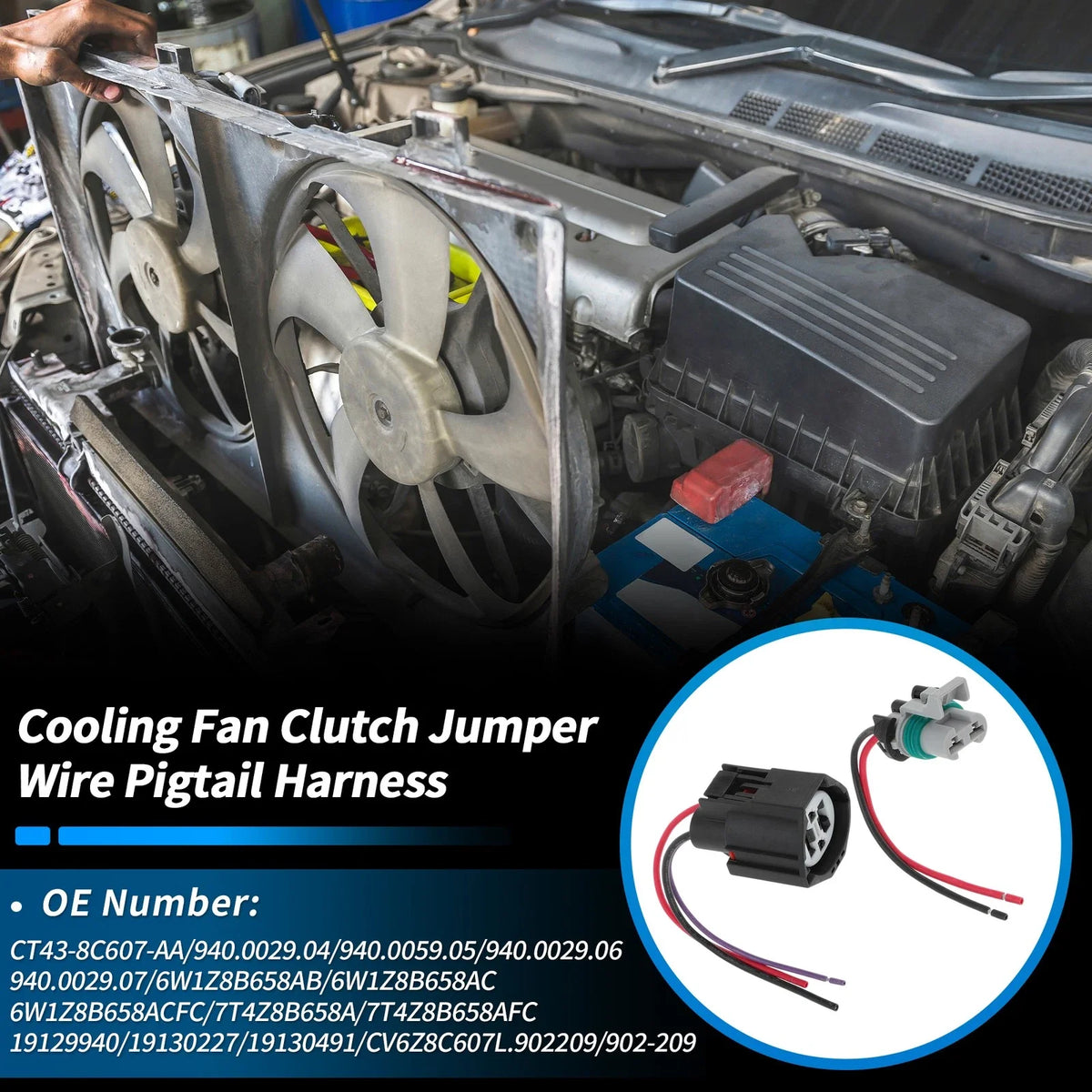 Cooling Fan Clutch Jumper Wire Pigtail Harness for Lincoln (CT43-8C607-AA)