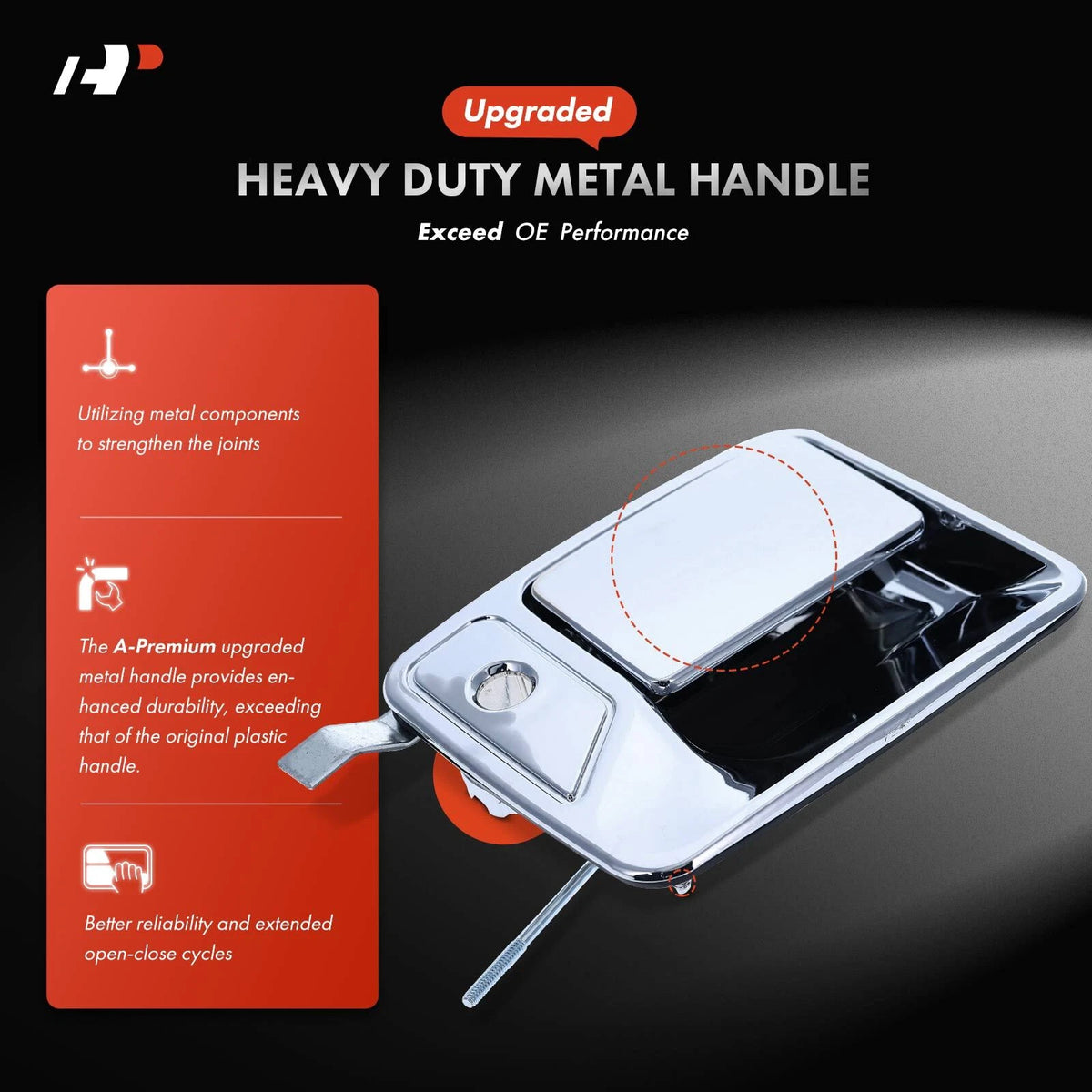 Front Right Metal Outside Handle for Ford F-250 Super Duty (2008–2010) 7C3Z2522404-ACHMT, 7C3Z2522404