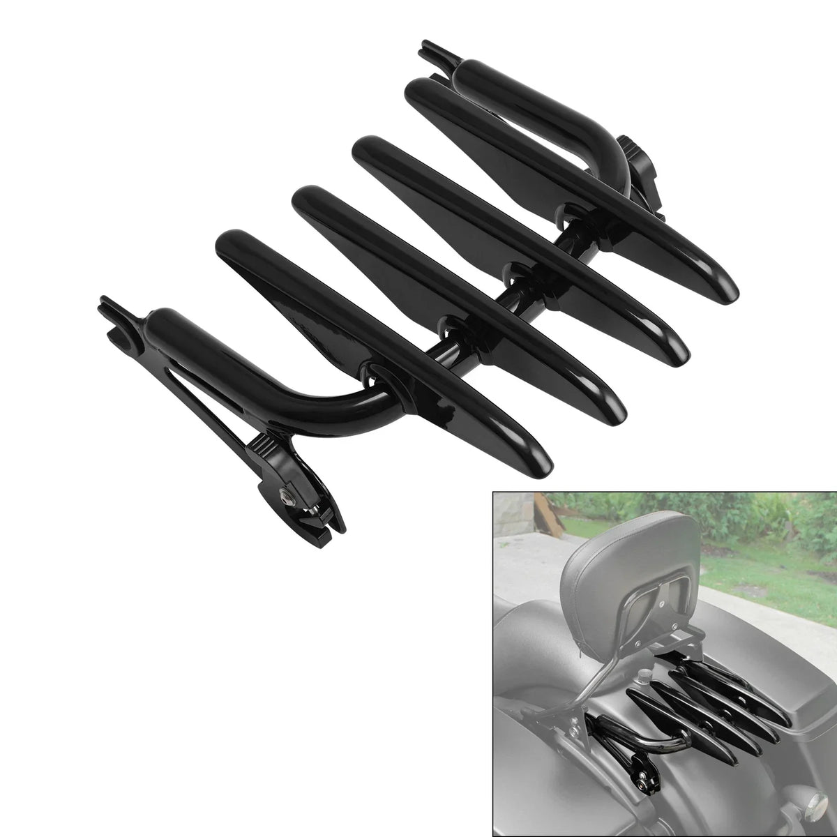 Black Detachable Stealth Luggage Rack for Harley Touring Road King Glide (09-24)