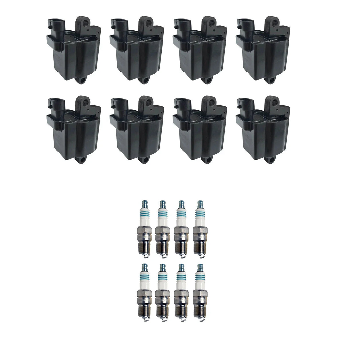 Set of 8 Ignition Coils & Denso Iridium Spark Plugs for Yukon XL 1500 (2000–2023)