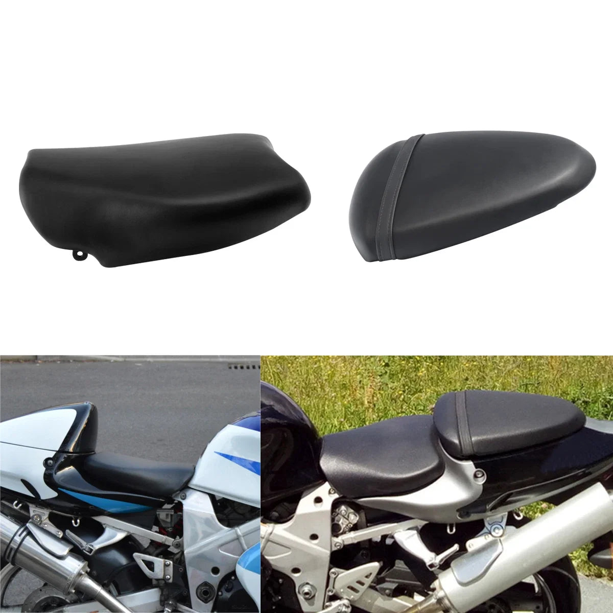 Front Driver & Rear Passenger Seat for Suzuki TL1000R (1998–2003) Black