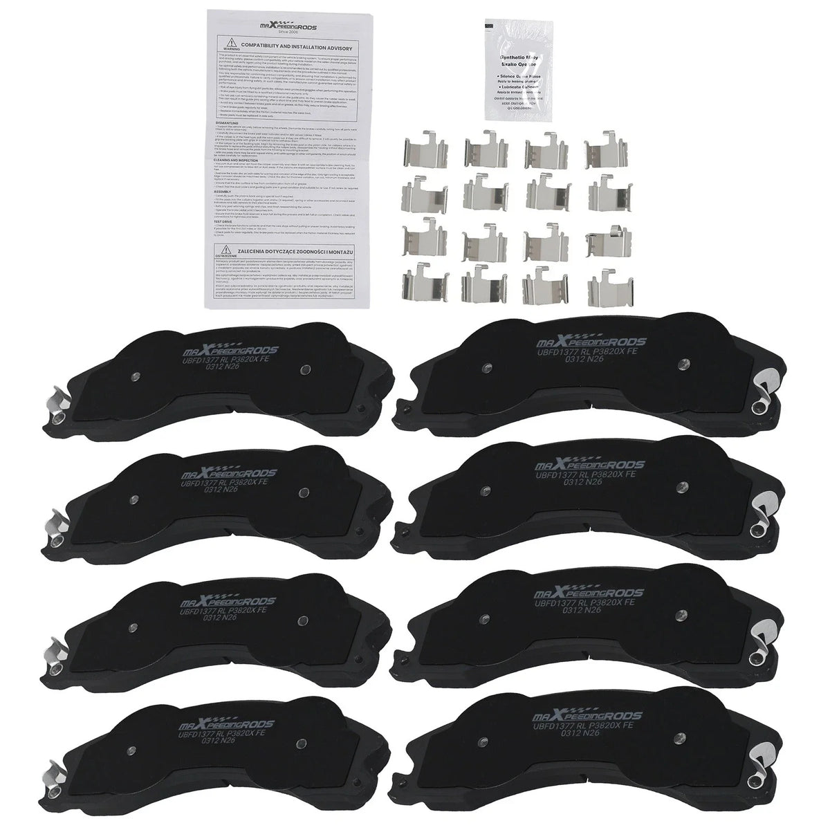 Front & Rear Brake Pads Kit for Chevy Silverado GMC Sierra 2500 3500 HD (2011–2019)