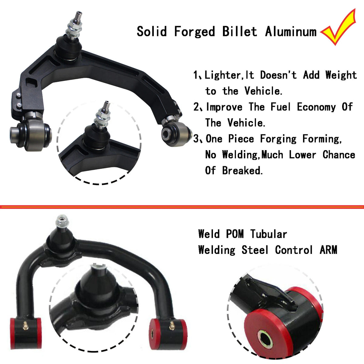2X Upper Control Arms for Ford F-150 (2004–2022) 799020RD, UCA