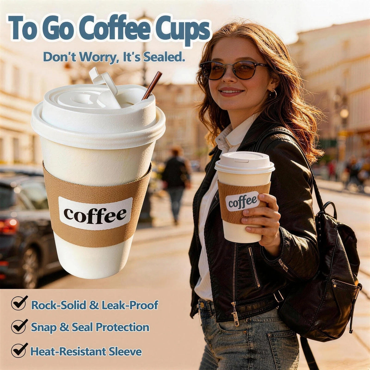 Set of 100 Disposable Coffee Cups 12 oz, 3.5 x 4.3 Inches