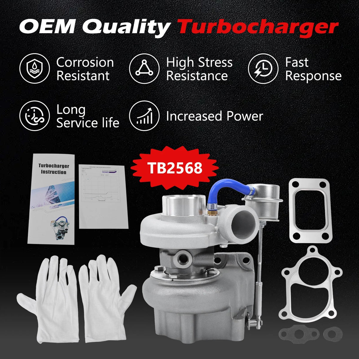 Turbo Charger TB2568 for Isuzu NPR (1995–1998) 3.9L 4BD2 94052836 94052838