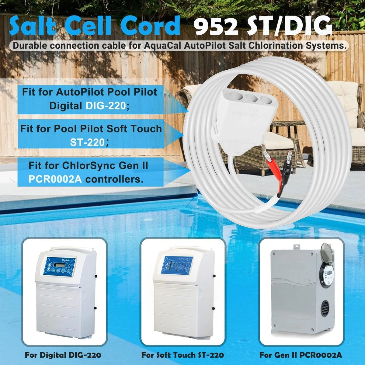 Salt Cell Cord for AquaCal AutoPilot ST-220, DIG-220
