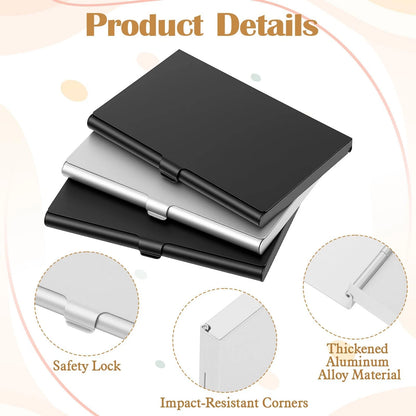 3X Metal Business Card Holder Case for Slim Black & Silver