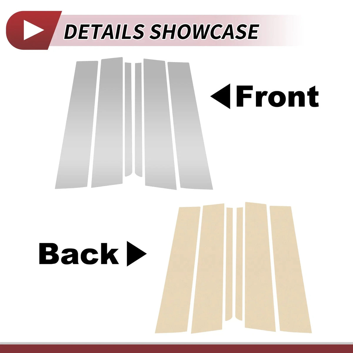 Set of 6 Door Pillar Window Trim for Ford Explorer (2011–2019) Silver Tone