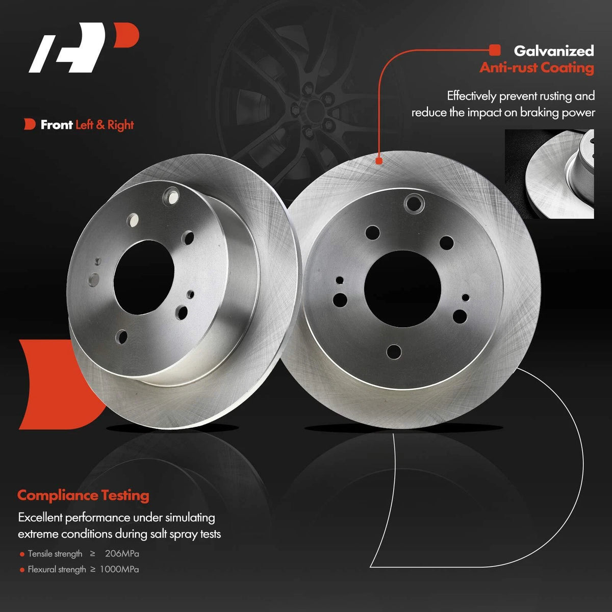 Set of 2 Rear Disc Brake Rotors & Pads for Mitsubishi Eclipse (2006–2012) 4615A056, MR955697, R-31360, P-383
