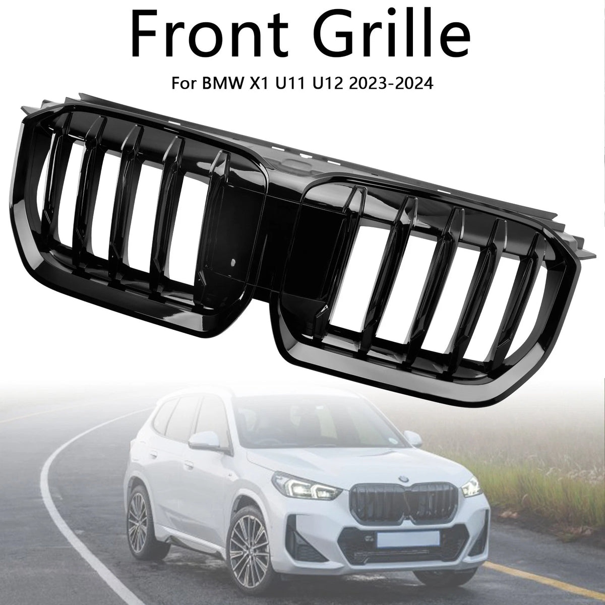 Gloss Black Front Bumper Kidney Grille for BMW X1 U11 U12 (2023–2024) Grille-C031-A
