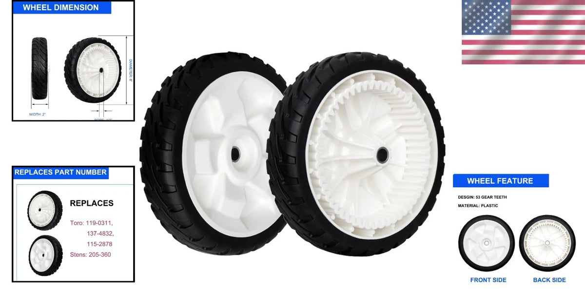 Set of 2 Durable 8” Front Drive Wheels for Toro Mowers