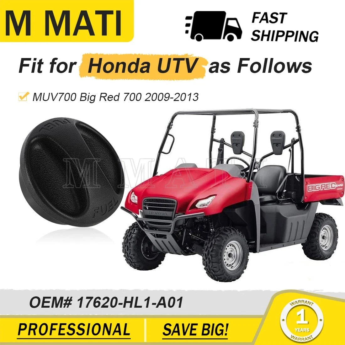 Fuel Cap for Honda Big Red 700 MUV (2009–2013) 17620-HL1-A01