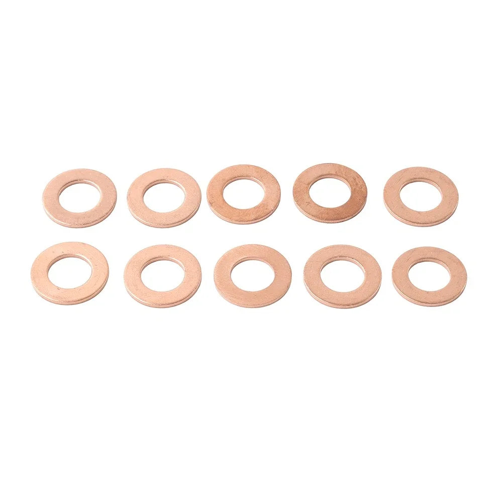 10x M12 Copper Oil Drain Plug Gasket Seal Ring for Universal Applications
