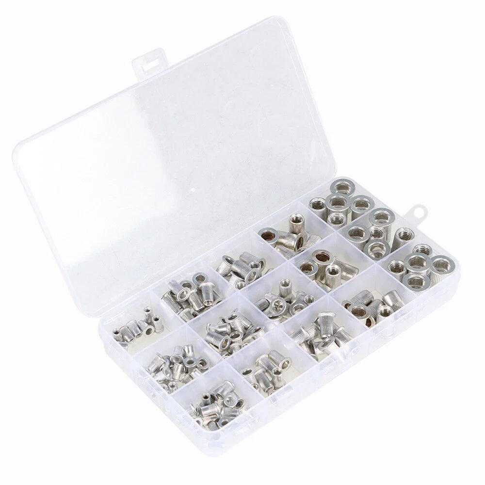 150-Piece Aluminum Rivet Nut Kit for Metric Applications (M3–M8)