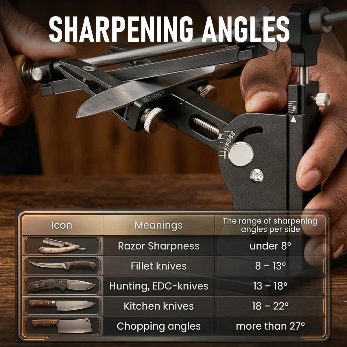 Professional Knife Sharpener System – Precision Adjustable Angle 15-30°