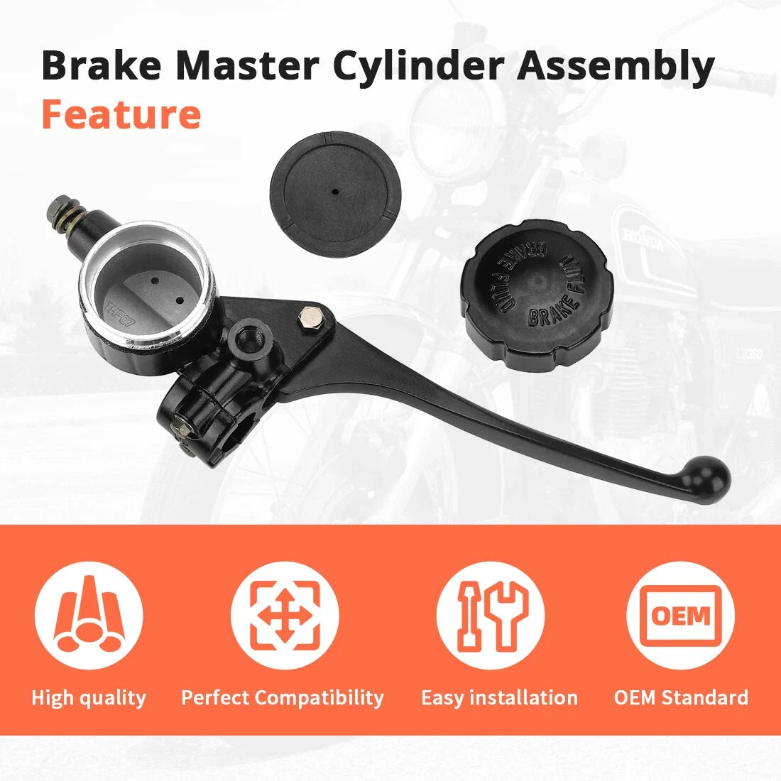 5/8" Bore Front Brake Master Cylinder for Honda CB350 CB366 CB450 CB500 CB550 CB750 (1968–1978)