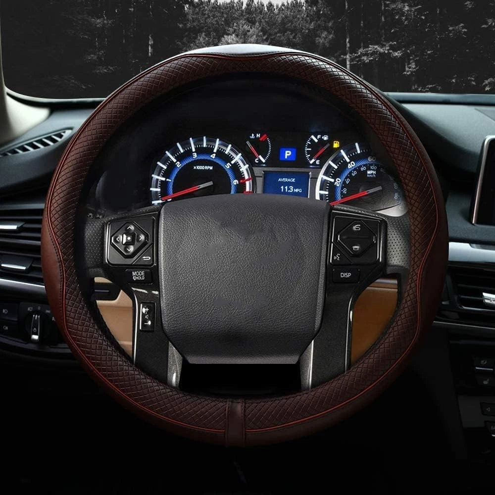 Steering Wheel Cover for Universal Fit (15.75 Inch) - Coffee