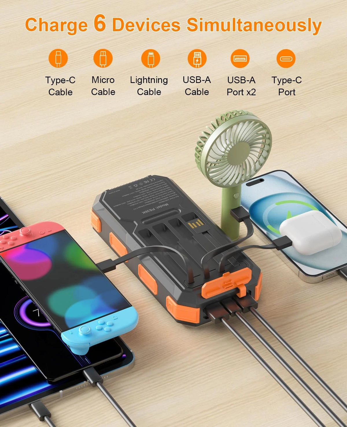 Solar Charger Power Bank 38800mAh, 22.5W USB-C Fast Charging